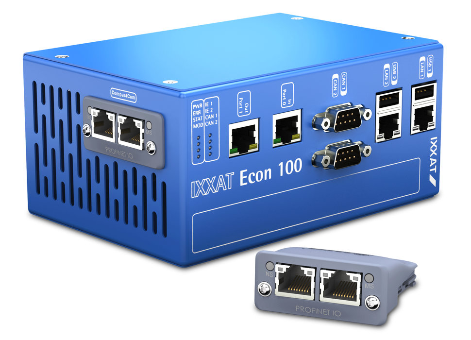Maskinkontrol og industriel netværksforbindelse kombineret i den nye IXXAT Econ 100